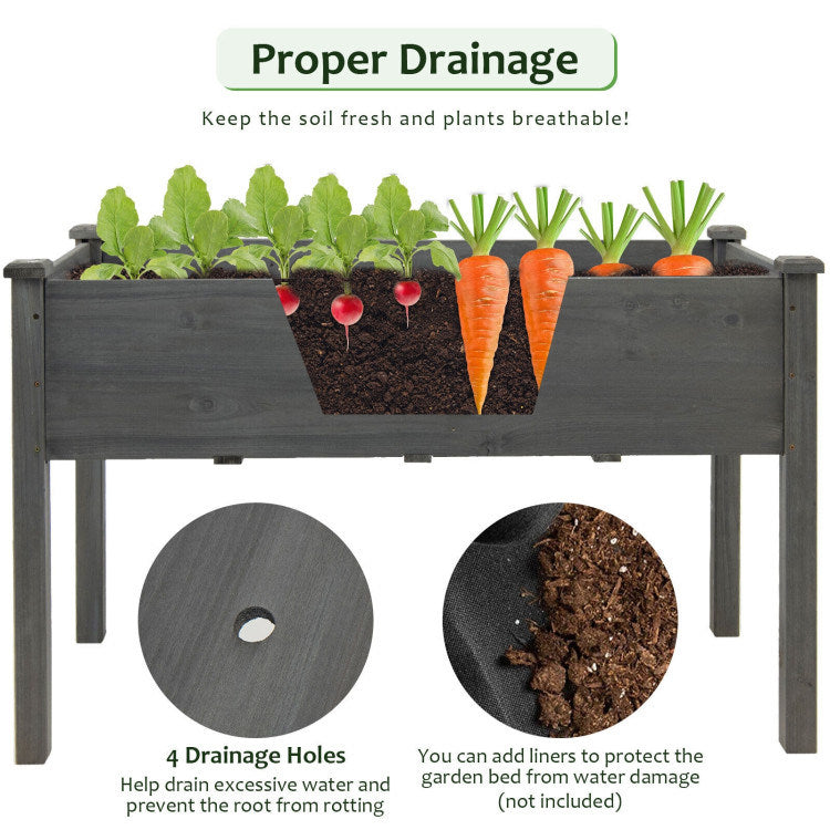 Wooden Raised Vegetable Garden Bed Elevated Grow Vegetable Planter Doba